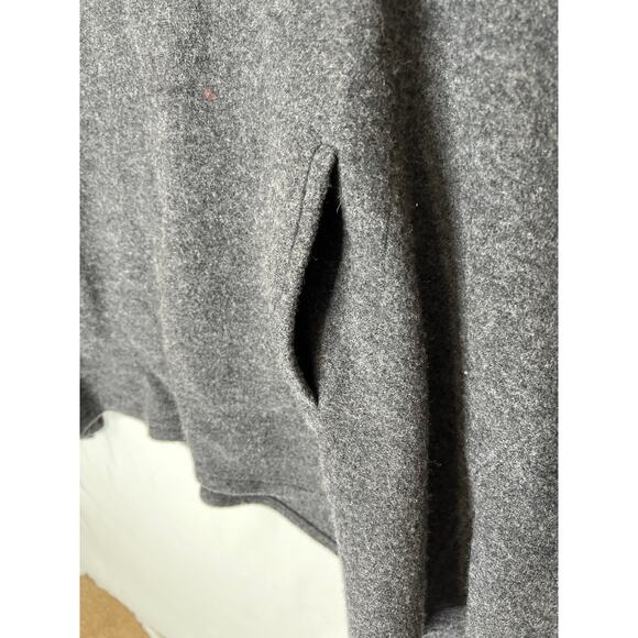 Herman Geist poncho 100% wool vintage grey kangaroo pocket, quiet luxury - Picture 3 of 5